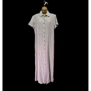 Vintage Style & Co Minimalist Lagenlook Peasant Gray Linen Blend Maxi Dress 10